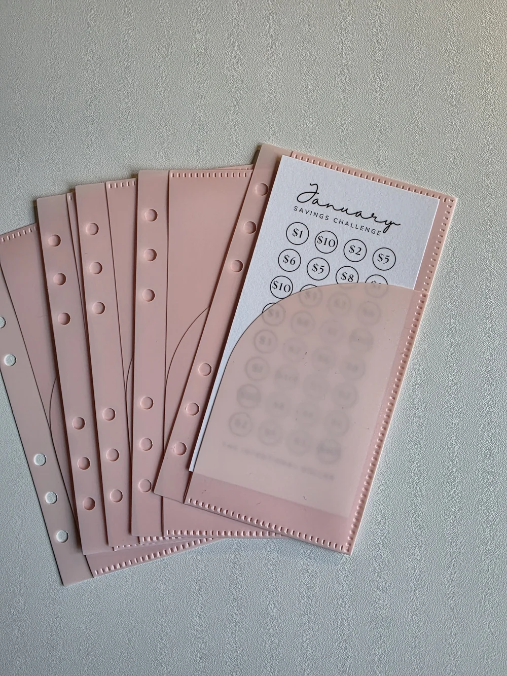A6 Double Pocket Pink Cash Envelopes  Set Of 5